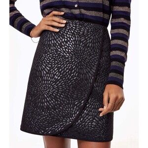 Ann Taylor LOFT 3D Shimmer Splash Black Mini Skirt Size 8 Party Work Dressy NWT